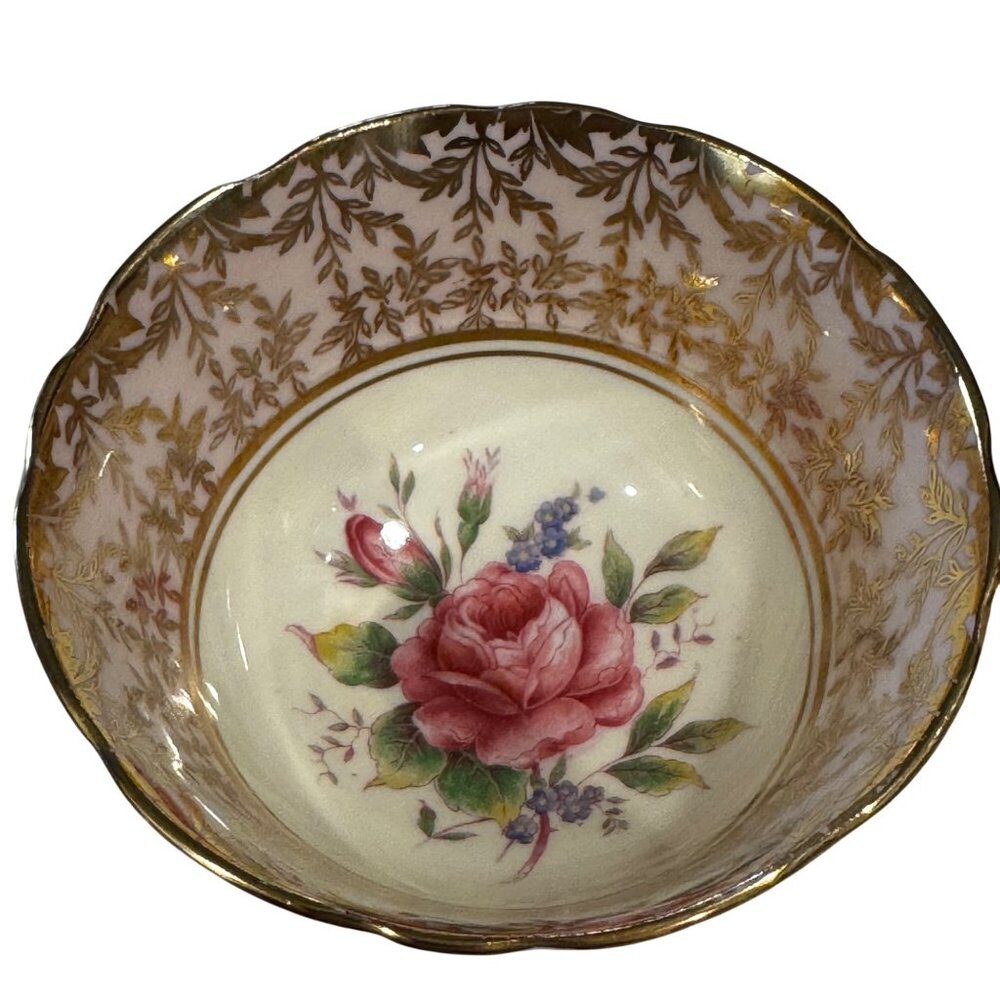 Vintage Aynsley Bone China Teacup Only C80017 Pink Cabbage Tea Rose Gold Filigee - Picture 3 of 12